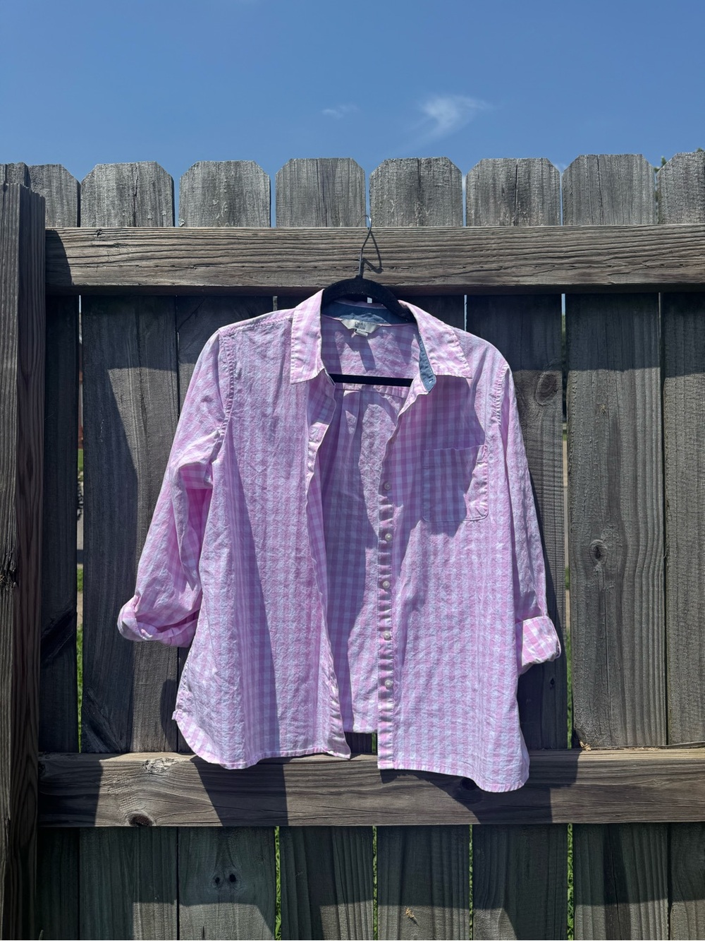 croft & barrow Pink and White Gingham Button-Down Shirt
